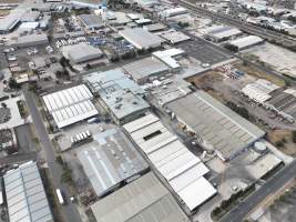 Drone flyover of slaughterhouse - Captured at JBS Pork Australia (formerly Diamond Valley Pork), Laverton North VIC Australia.