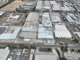 Drone flyover of slaughterhouse - Captured at JBS Pork Australia (formerly Diamond Valley Pork), Laverton North VIC Australia.