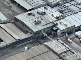 Drone flyover of slaughterhouse - Captured at JBS Pork Australia (formerly Diamond Valley Pork), Laverton North VIC Australia.