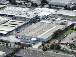 Drone flyover of slaughterhouse - Captured at JBS Pork Australia (formerly Diamond Valley Pork), Laverton North VIC Australia.