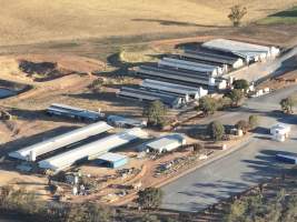Drone flyover of piggery - Aerial view - Captured at St Arnaud Piggery Units 2 & 3, St Arnaud VIC Australia.