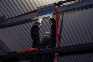Investigator looks for places to install cameras - Captured at Tinder Creek Duck Abattoir, Tennyson NSW Australia.