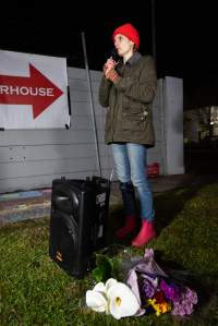 Cedar Meats Vigil - National Week Of Action 2025 - During the Shut Down Slaughterhouses Week of Action, we held a vigil outside of the Cedar Meats slaughterhouse in Brooklyn, Victoria.
During a two week investigation last year, our hidden cameras captured the handling and slaughter of animals, including newborn lambs and kids born in the holding pens of the slaughterhouse.
It was a Wednesday night when we gathered outside the slaughterhouse, holding signs and listening to music and speeches from investigators. We wanted to send a message to Cedar Meats, to let them know that we have not forgotten how they treat animals when they believe that no one is watching
We poured fake blood across their driveway as a visual reminder to everyone passing by, that animals arriving here are coming to their deaths. At the gates to the slaughterhouse, we each left a flower.
The images of animals whose deaths we have seen will haunt us forever, but we are determined to continue to fight in their name. - Captured at Cedar Meats, Brooklyn VIC Australia.