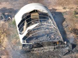 Pigs burned alive in shed fires - Drone imagery of a large number of dead pigs in eco sheds, after the sheds caught alight on 15 September 2025. - Captured at Andgar Piggery, Dublin SA Australia.