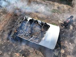 Pigs burned alive in shed fires - Drone imagery of a large number of dead pigs in eco sheds, after the sheds caught alight on 15 September 2025. - Captured at Andgar Piggery, Dublin SA Australia.