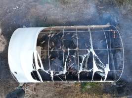 Pigs burned alive in shed fires - Drone imagery of a large number of dead pigs in eco sheds, after the sheds caught alight on 15 September 2025. - Captured at Andgar Piggery, Dublin SA Australia.