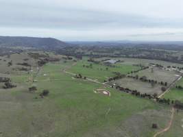 Drone Flyover - Drone flyover of Valley Park's free-range egg farms in Seymour, Victoria. - Captured at Valley Park Seymour Farm 1 (Fyfe Family Eggs), Seymour VIC Australia.