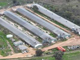 Drone flyover - Drone flyover of Valley Park's free-range egg farms in Seymour, Victoria. - Captured at Valley Park Seymour Farm 3 (Fyfe Family Eggs), Seymour VIC Australia.
