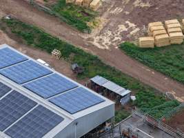 Drone flyover - Drone flyover of unknown dairy showing calf sheds and milking shed. - Captured at Unnamed Devondale Dairy, Woods Point SA Australia.