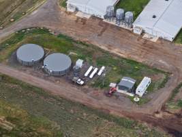Drone flyover of broiler (meat) chicken farm - Captured at Pavilion Farm 1, Anakie VIC Australia.