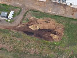 Drone flyover of broiler (meat) chicken farm - Captured at Pavilion Farm 1, Anakie VIC Australia.